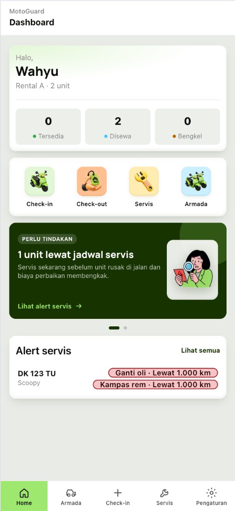 Tampilan aplikasi MotoGuard di ponsel